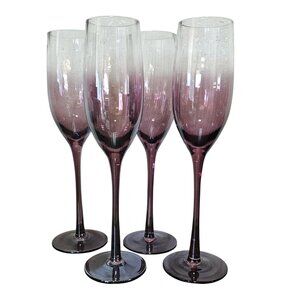 Spode Kingsley Champagne Flutes Glasses 10" set-4  toasting pink fade out straig